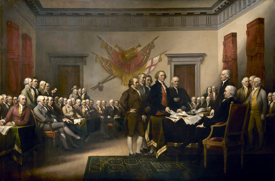 John Trumbull's painting of the Declaration of Independence being presented to Congress